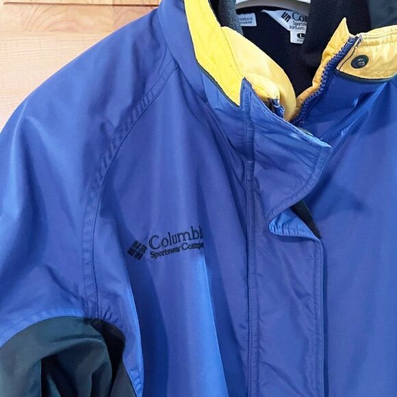 Columbia Jacket Women Sz L Bugaboo Blue Black Ski Windbreaker 3 in 1 Colorblock - Picture 11 of 14